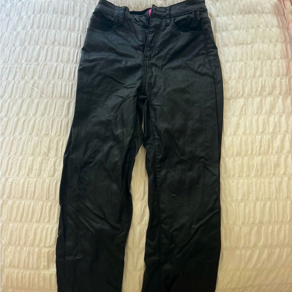 XS EDKITED Black Flared Leather Pants